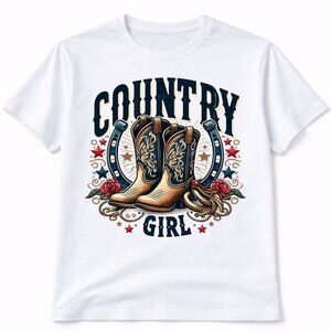 Country Girl Western Graphic T Shirt Trendy Boutique Style Tee Womens Gift White